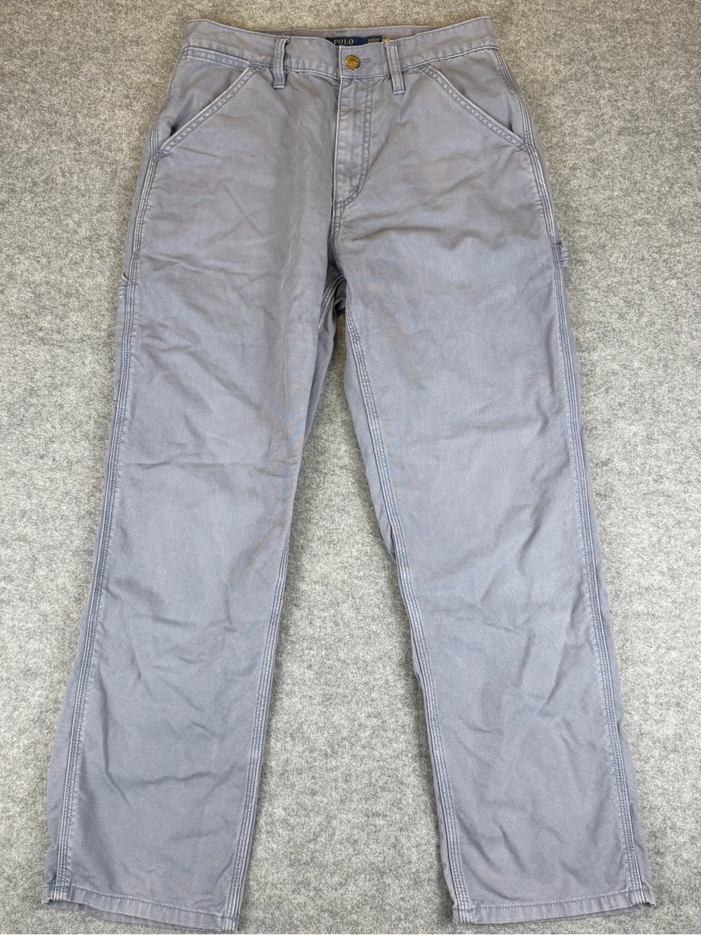 Polo Ralph Lauren Colton Gray Canvas Carpenter Pants Women 4 Utility Workwear